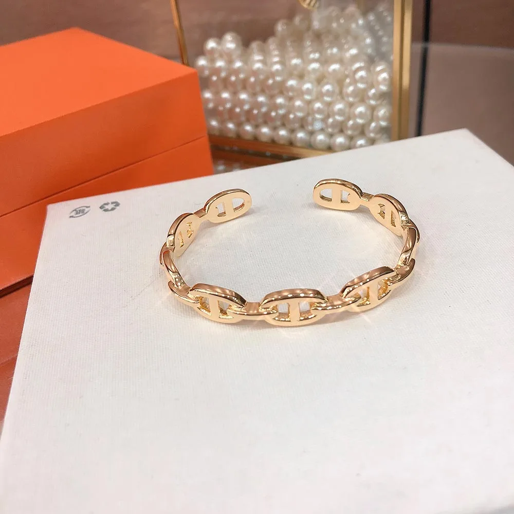 Популярный бренд для женщин, ювелирные изделия с буквенным круглым Н-замком, серебряный браслет S925 пробы, качественный французский золотой браслет из розового золота, превосходное качество