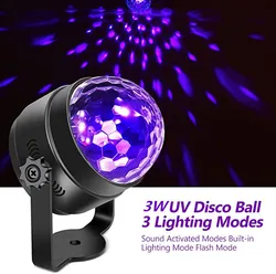Mini lampe boule magique UV 3W, lumière de scène avec télécommande, effet de fête Disco, stroboscope activé par le son, lampe de Bar de noël 