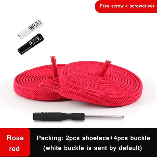 1 Pair No Tie Shoelace Elastic Shoelaces Leisure Sneakers Quick Flat Shoelaces Lazy Shoe Laces Nice Buckle Kids and Adult Unisex Rose red