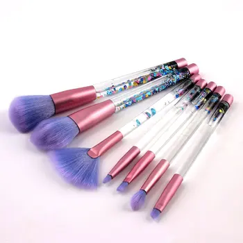 

7 Pcs Liquid Crystal Handle Makeup Brush Professional Crystal Flow Sand Makeup Brushes Tool Set With Bag