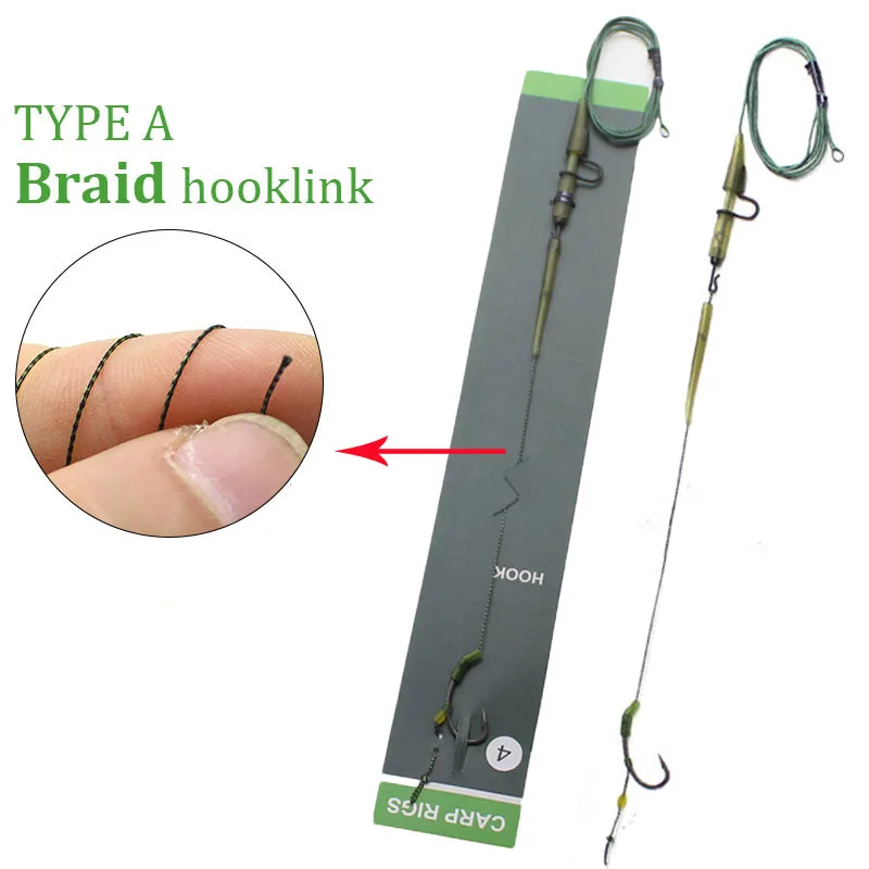 Carp Fishing Hair Rigs Ready Made Hook Link Boiles Tied Barbed Hook Size  2#4#6#8 Fishing Tackle Equipment Accessories Pesca