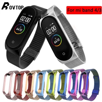 

Rovtop Bracelet Strap for Xiaomi Mi Band 3 4 Smart Wrist Band for MiBand 4 3 Strap Metal Bracelet Stainless Steel Wrist Strap