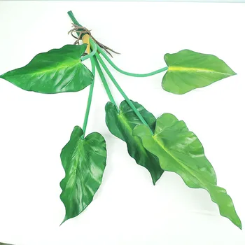 

High Quality Artificial Flower Calla Lily Leaves PU Gluing Texture Leaves DIY Potted Flower Arrangements Home Wedding Decoration
