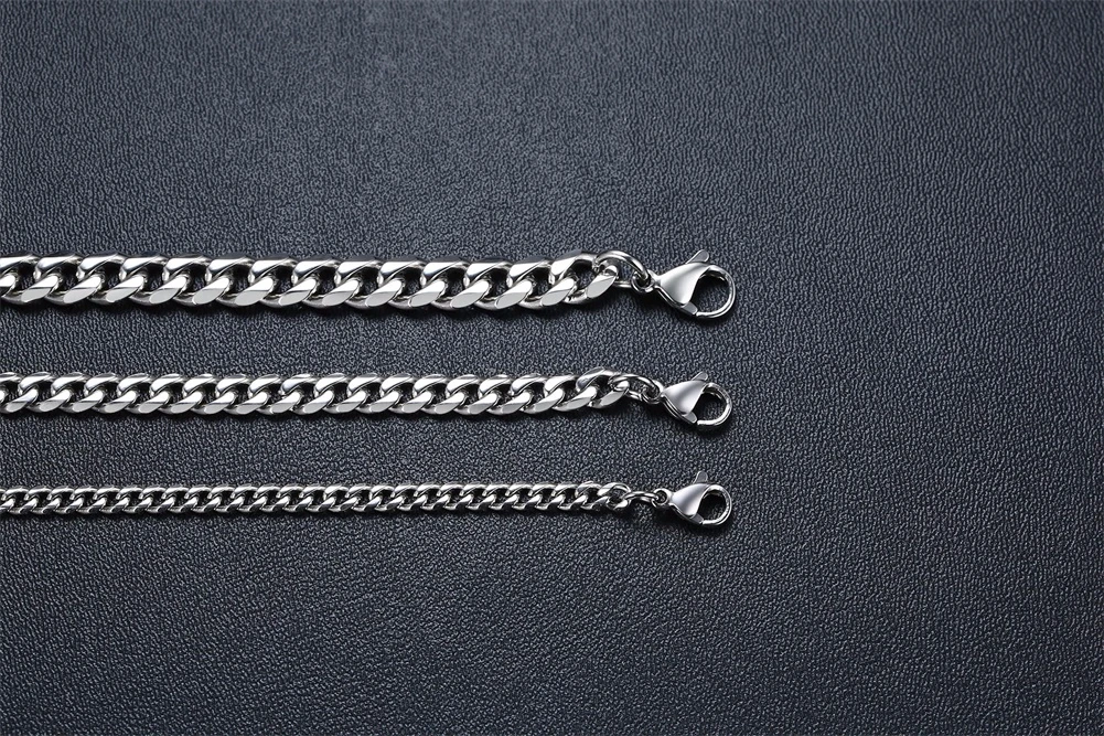 Кубинское звено от 3 до 7 мм ожерелье из нержавеющей стали для мужчин колье ювелирные изделия