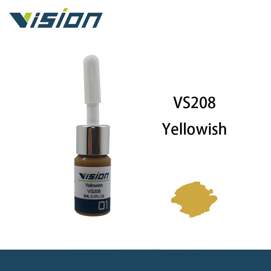 

Vision VS208 Yellowish 3ml tattoo ink set permanent makeup pigment cosmetic tattoo paint 3d eyebrow eyeliner lip dark brown