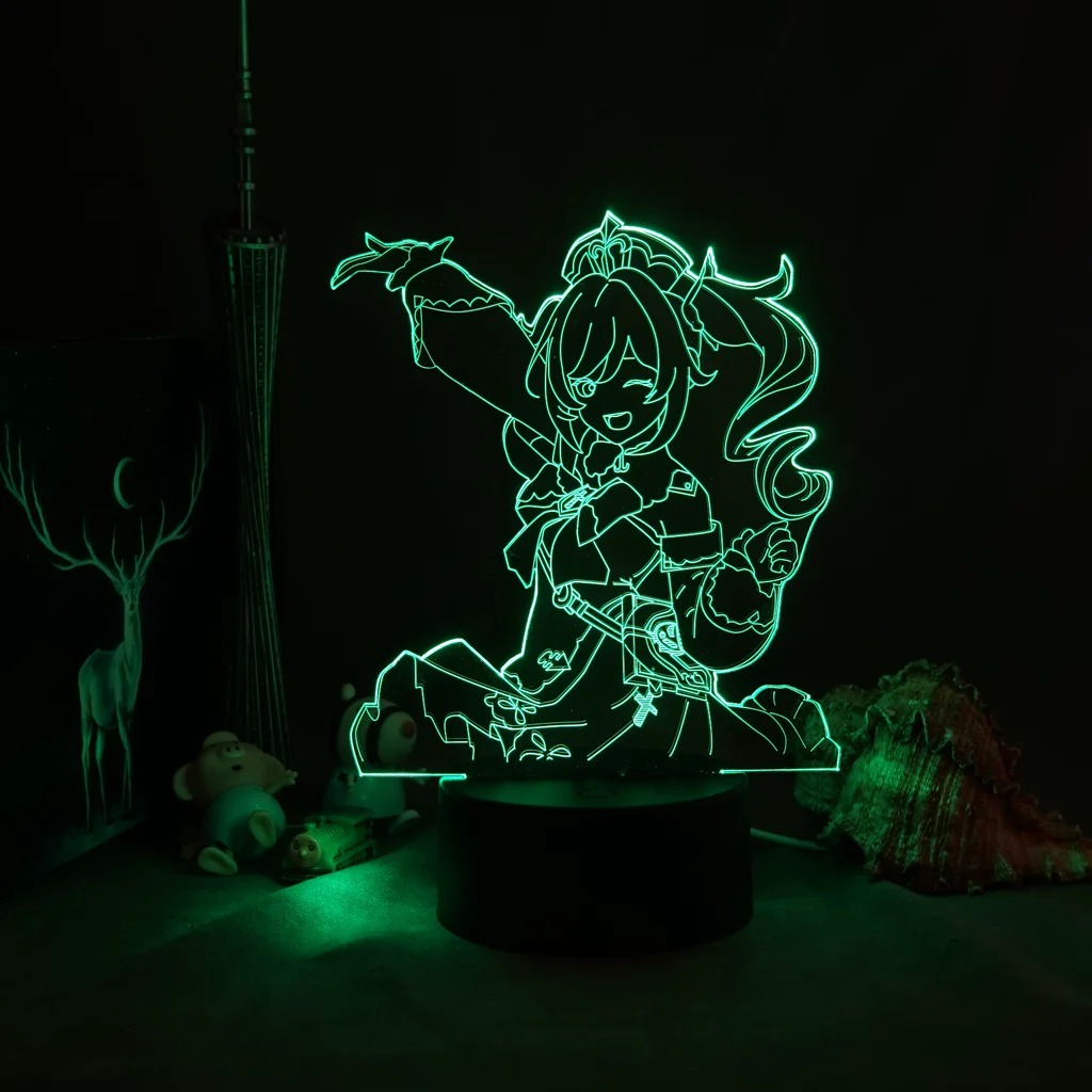 

Ударная игровая фигурка Genshin, 3D лампа, светодиодные RGB ночные светильники, крутой подарок на день рождения, для игровой комнаты, для стола, красочное украшение