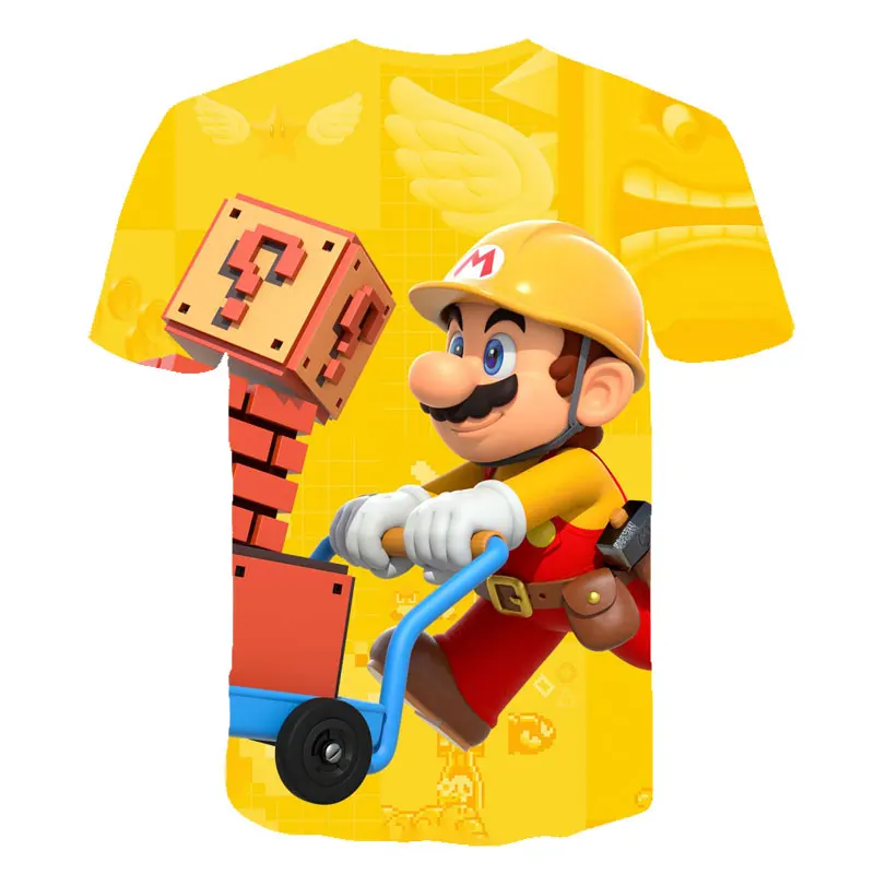 Детские футболки с 3D принтом Марио, костюм летние футболки для девочек и мальчиков, верхняя одежда, детская одежда, повседневная футболка для малышей