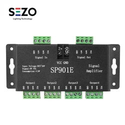 Amplificador de señal SP901E SPI para WS2812B, WS2811, WS2813, Pixel RGB, tira de LED, repetidor de señal, cinta direccionable de Color de ensueño, DC5-24V