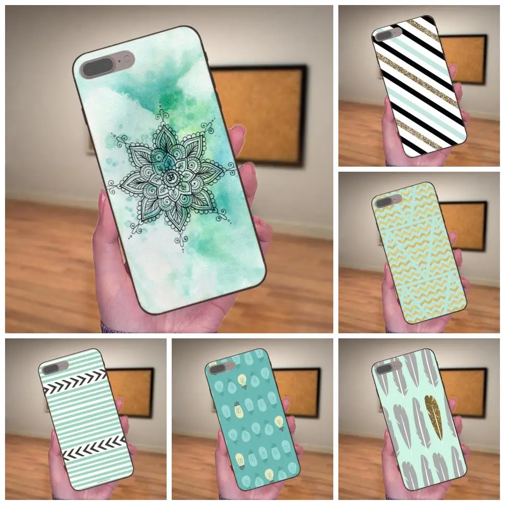 Для Apple iPhone 4 4S 5 5S SE 6 6S 7 8 Plus X XS Max XR чехол для телефона с мультяшным рисунком мятный