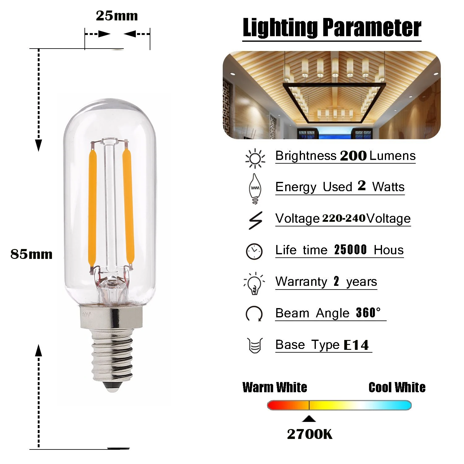Ampoule LED Tubulaire E27 12W/2700K 230V, ampoule e27