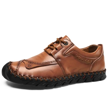 

2019 Autumn Winter Shoes Men Casual outdoor Leather Fashion Comfortable Flat Boots Men Lace-up Shoes Winter Male Hiking Boots 48