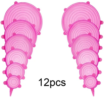 

12pcs Kitchen Universal Accessories Silicone Reusable Food Wrap Bowl Pot Cover Silicone Stretch Lids Cooking Cookware Tools