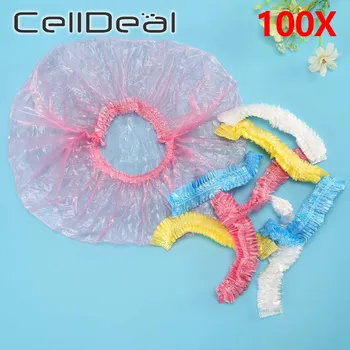 

100pcs/lot Disposable Shower Caps Hat Clear Spa Hair Salon Hotel One-Off Bathing Elastic Shower Cap Bathroom Products Bath Caps