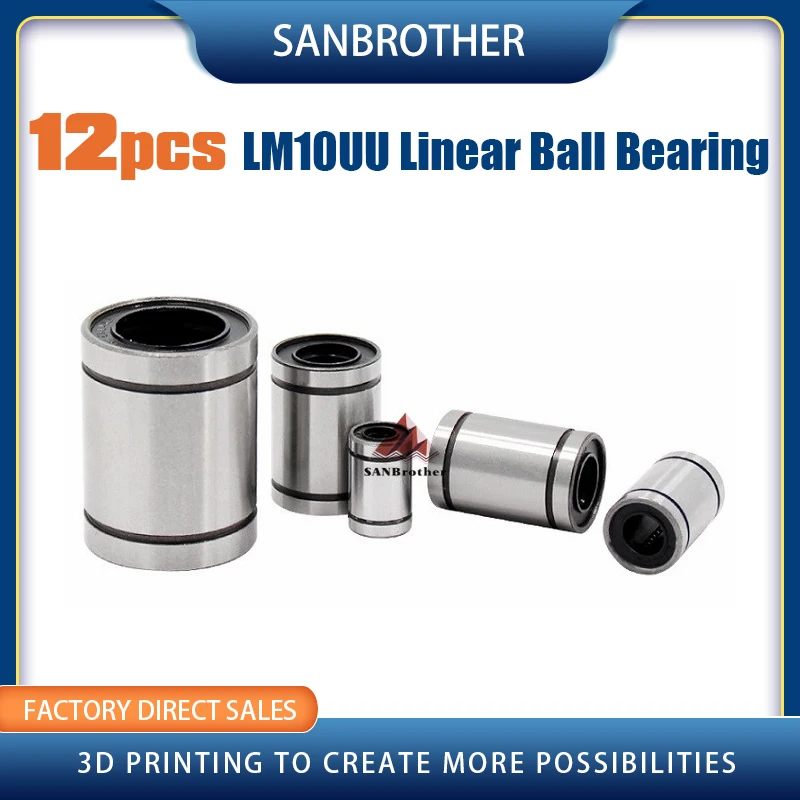 

12PCS LM10UU Linear Ball Bearings 10mmx19mmx29mm Carbon Steel for CNC Machine 3D Printer