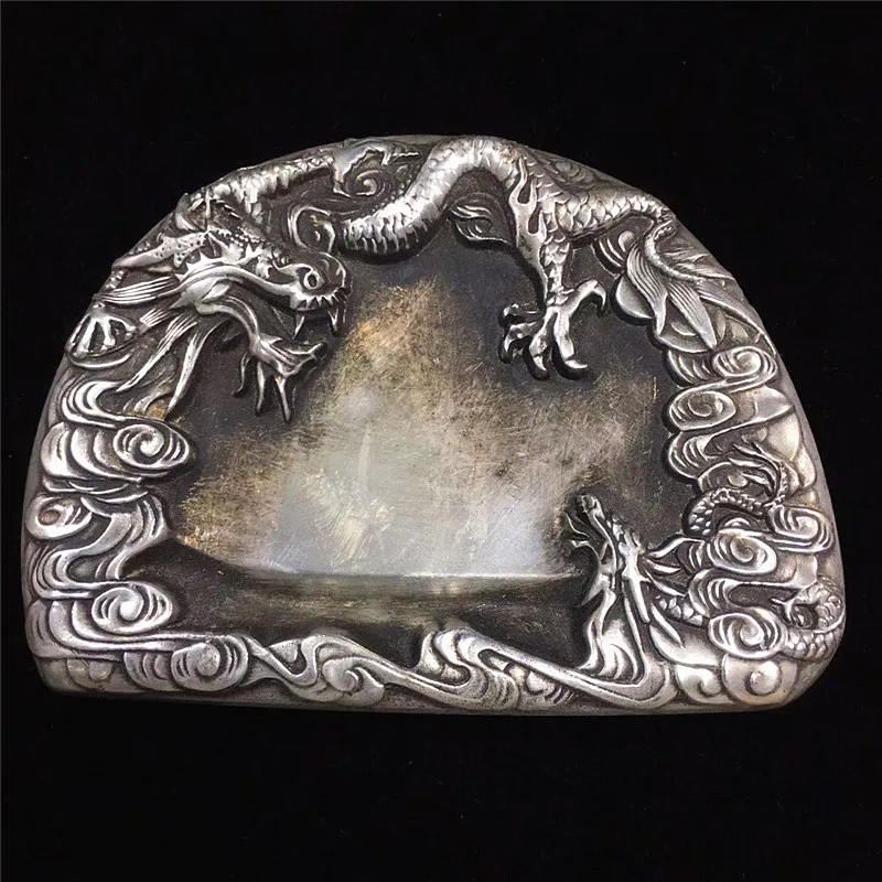 

Античное тибетское серебро, четыре сокровища кабинета, старинная статуя с орнаментом inkstone