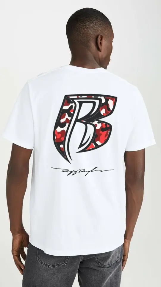 Dmx ruff ryders vermelho camuflado branco camiseta (envelhecida