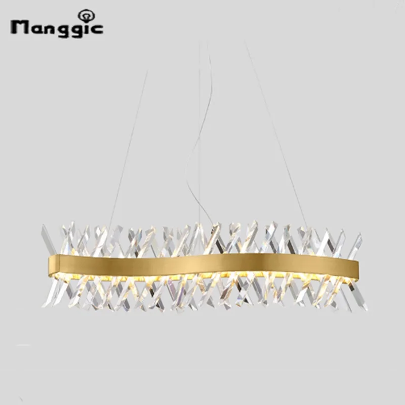 

Современная хрустальная роскошная люстра K9, светодиодная металлическая люстра S-образной формы, подвесной светильник для столовой, подвесной светильник, светильник