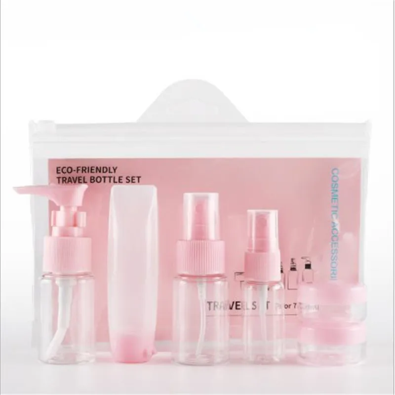 9 шт./компл. Мини-розовые косметические бутылки для многоразового использования упаковка ПЭТ пустая бутылка-распылитель набор инструментов для макияжа аксессуары для путешествий