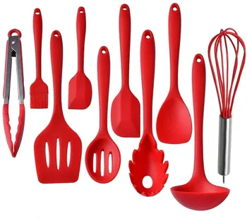 

10PCS Kitchen Utensils Set Red Silicone Non-stick Cooking Tools Non-stick Cooking Kitchenware Including Silicone Spatula