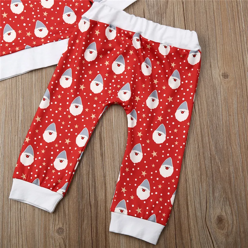 От 1 до 5 лет Рождественская одежда для малышей повседневная одежда для маленьких мальчиков свитшот с Клаусом Санта-Клаусом, топы, штаны, спортивные костюмы для девочек, Рождественская одежда