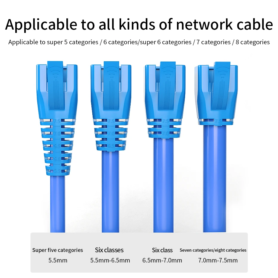 tampa rj45, cat7 cat6a cat6 cat5, 100 unidades, tamanho 5.5-7.5mm