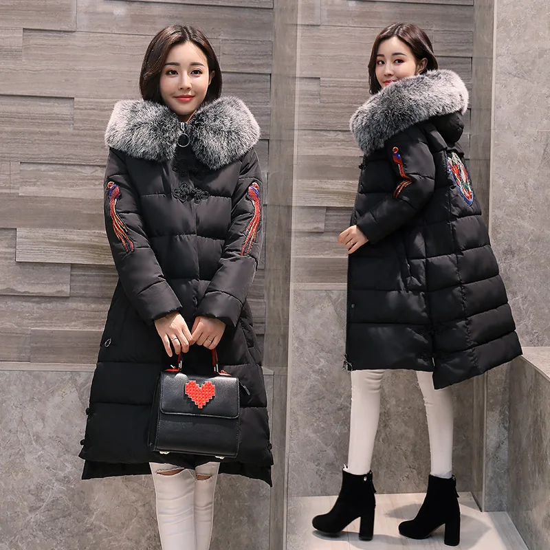 

Down Jacket Cotton-padded Clothes 2018 Winter National Wind Cotton Coat Mid-length Plus-sized Thick Cotton-padded Clothes Women'