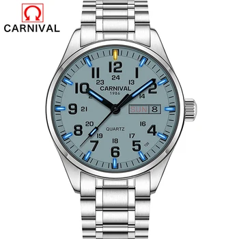 

Relogio Masculino Carnival Brand Luxury Week Date Quartz Wrist Watch Men Waterproof Tritium T25 Luminous Clock Reloj Hombre 2020