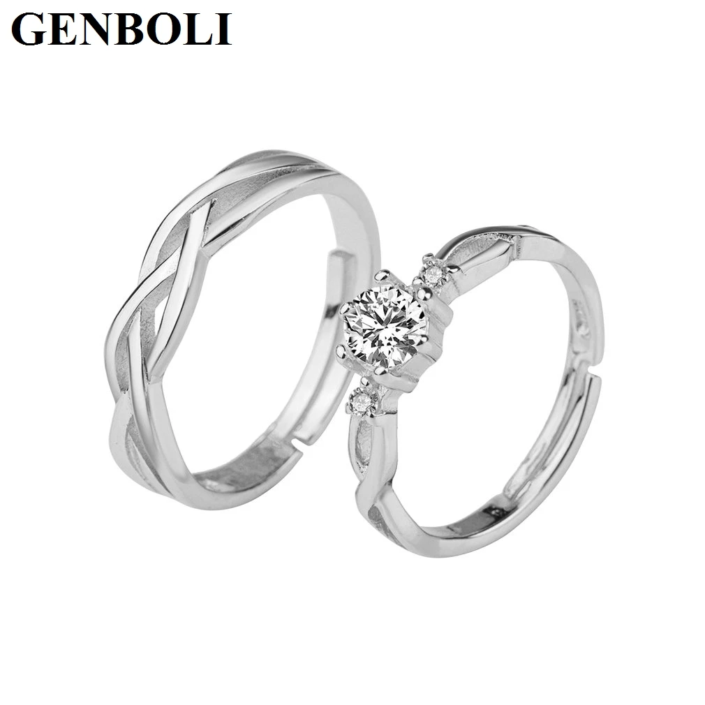 GENBOLI кольца для пар 30% Серебряная Подвеска для женщин Bijoux обручальные свадебные украшения Anel мужское кольцо или влюбленные A35