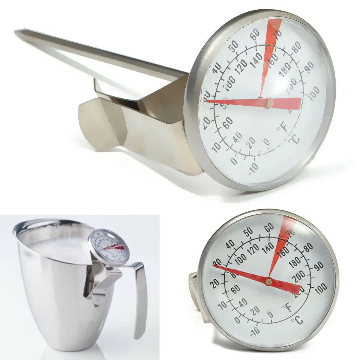 Stainless Steel Coffee Milk Frothing Candy Liqued Thermometer Probe Jug