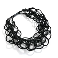Amorcome Black Silicone Rubber Rope Choker Loop Necklaces Fashion Statement Short Neck Collar for Women Unusual Jewelry
