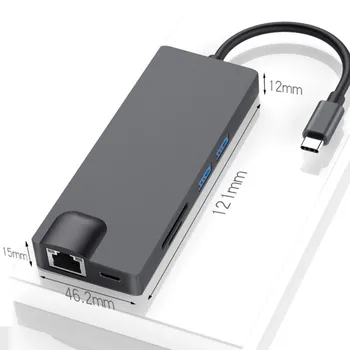 

8in1 Multi-functional Type C Adapter TypeC To HDMI Hub USB VGA For Laptop.