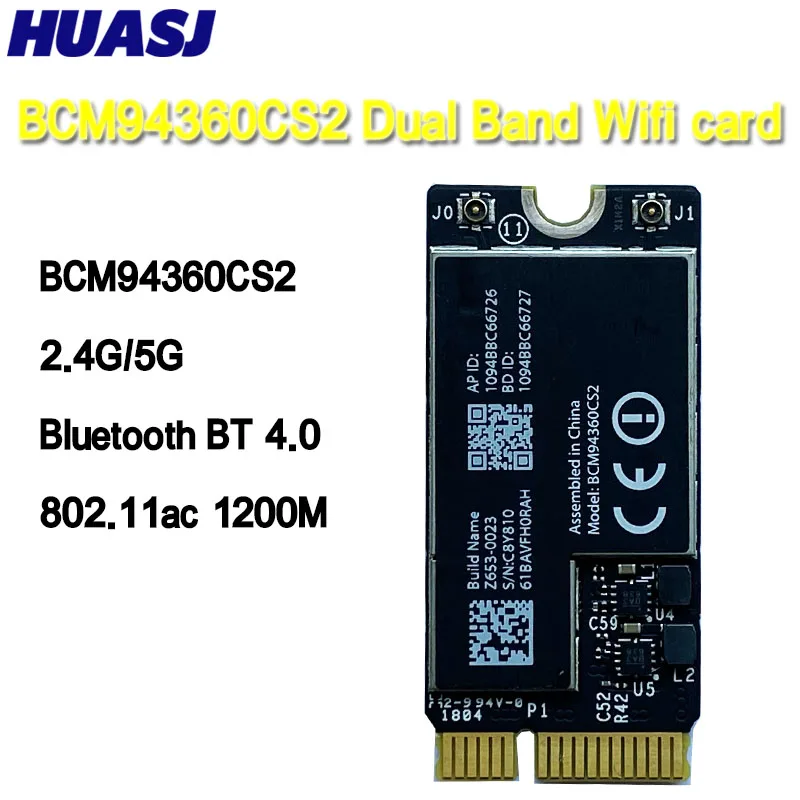 

HUASJ BCM94360CS2 Wireless-AC WIFI BT 4.0 802.11ac Card For 11" A1465 13" A1466 2013 MD711LL/A MD760