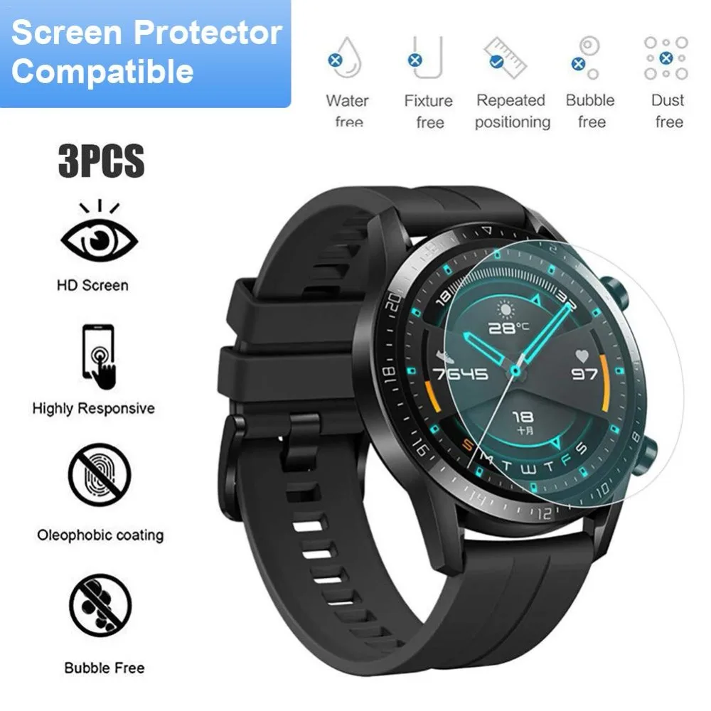 3Pcs 100% Original 9H Premium Tempered Glass For Huawei Watch 3 GT2 Pro GT 46mm Anti-Explosion Screen Protector Film Guard Cover