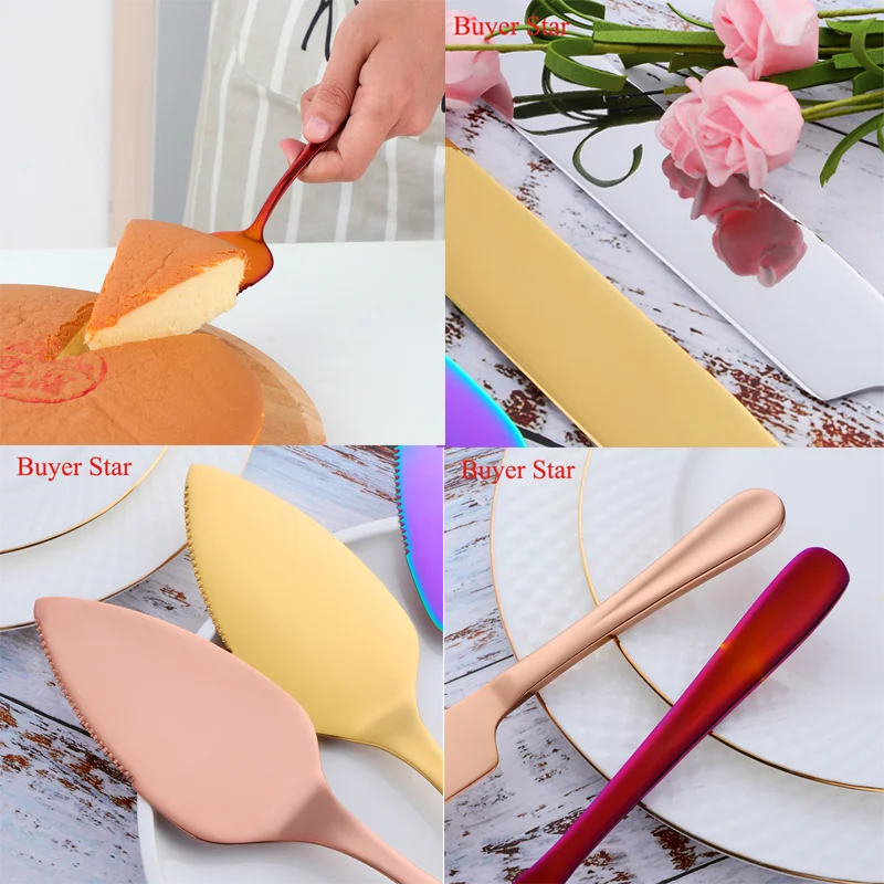 1pc/2pc/3pc Gold Stainless Steel Cake Shovel Knife Pizza Cheese Server Cake Divider knives Baking Tools Bakery Kitchen utensil cake cutter