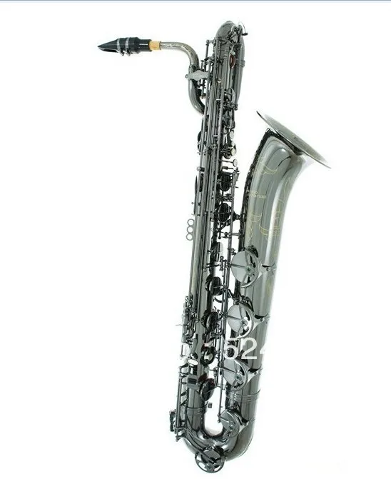 Professional Baritone Saxophone Brass Tube Unique Black Nickel Plated Surface Instrument With Case Mouthpiece