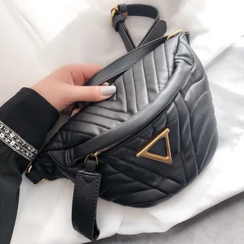 

Stylish Brand New Wave Women Soft Leather Fanny Pack 22.5*12*11 CM with Adjustable Strap Zipper Women Waist Bag female lady