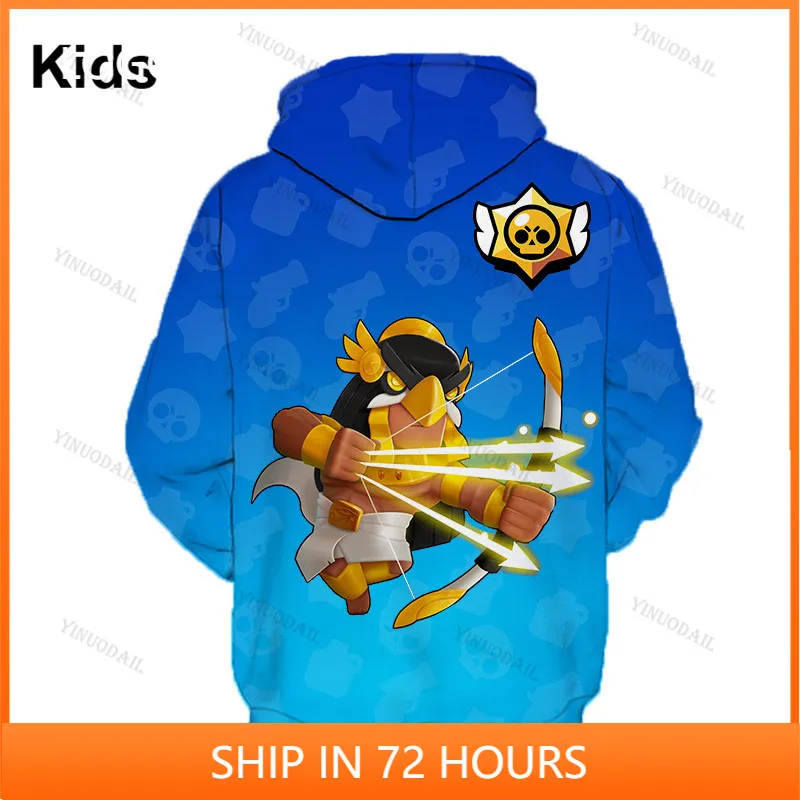 

BO Brawling Cartoon Tops Teen Clothes POCO Shelly 8 To 19 Years Kids Sweatshirt Shooter Game Leon 3D Printed Hoodie Boys Girls