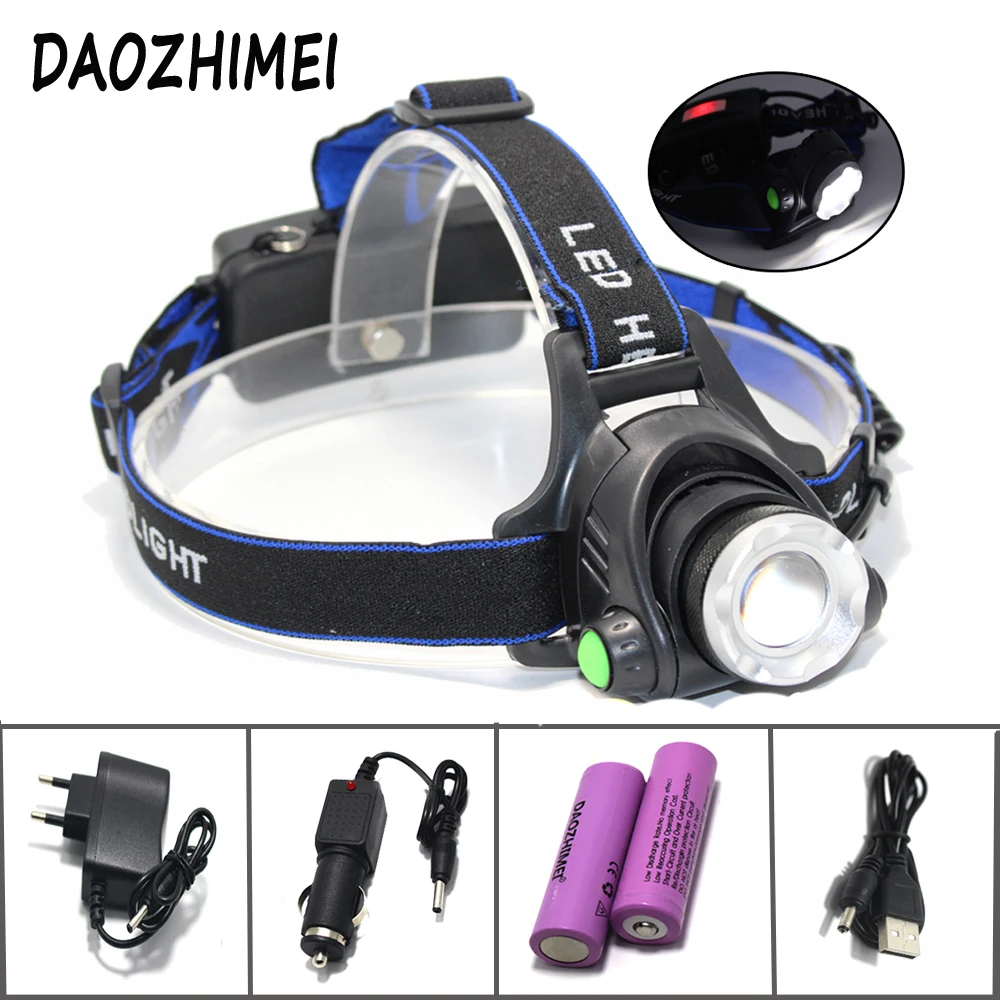 

4000 lumen XM-L T6 L2 Headlight Zoomable Waterproof Headlamp LED Head lamp Light zoom Flashlight +18650 battery AC/Car charger