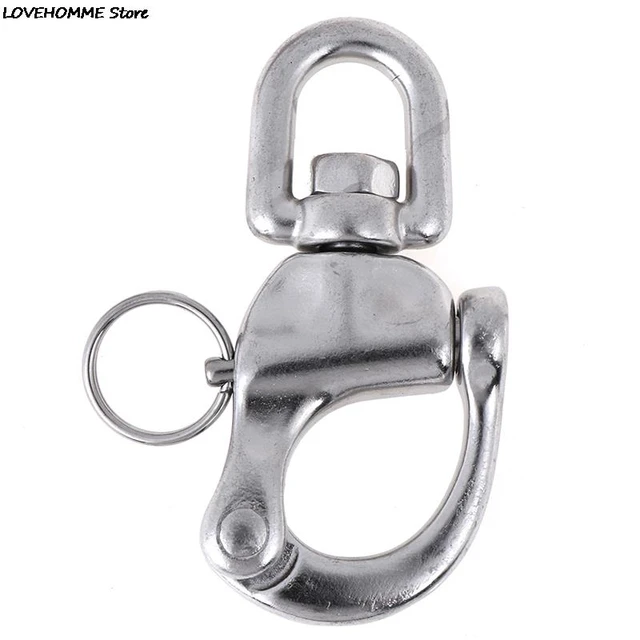 1PC D Ring Type Swivel Snap Hook Rotary Shackle 316 Stainless