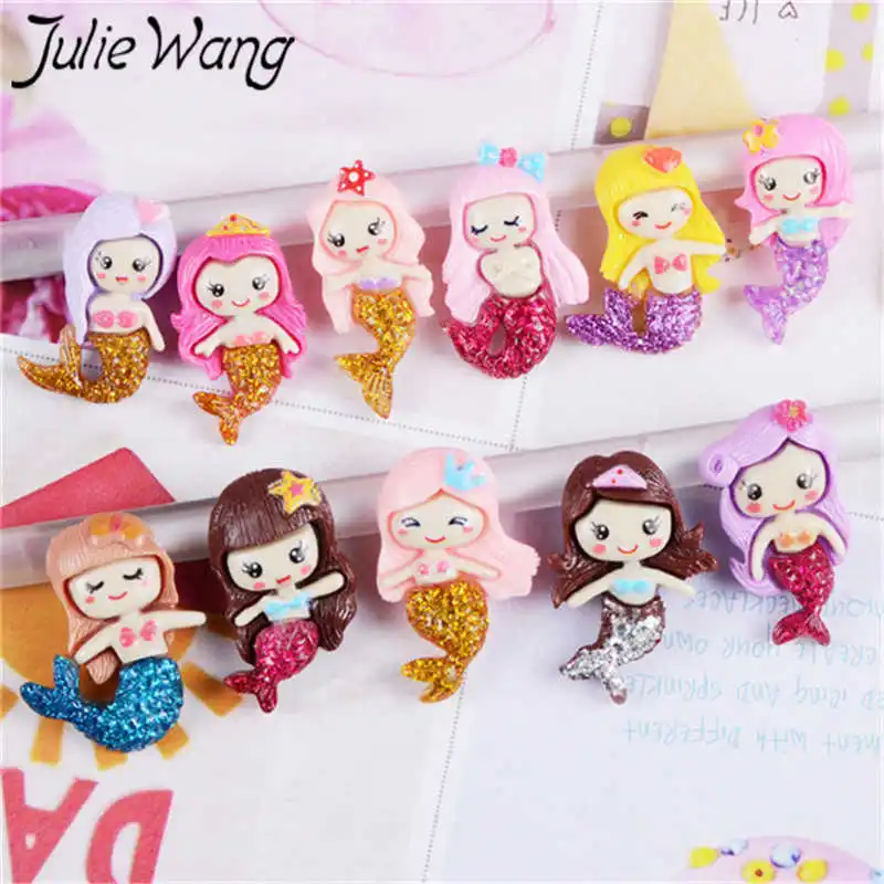 Julie Wang 20 шт. Русалка из смолы бриллианты Случайные Смешанные Подвески с плоской
