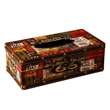 

Office Rectangle Napkin Dispenser Desktop Tissue Box Holder Living Room For Car PU Leather Bathroom Retro Multifunction Kitchen