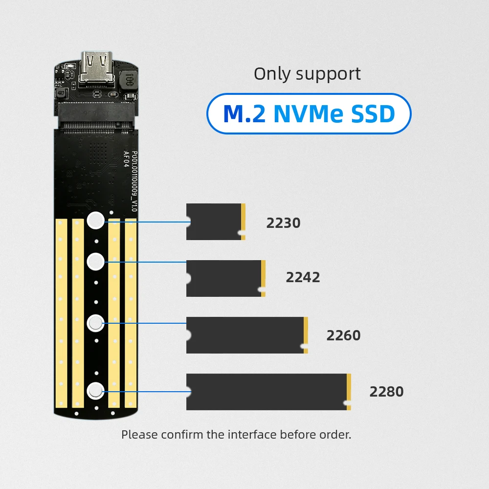Чехол KingSpec M.2 SSD корпус NVMe для жесткого диска к USB Type c внешний NVME PCIe M key ssd m.2