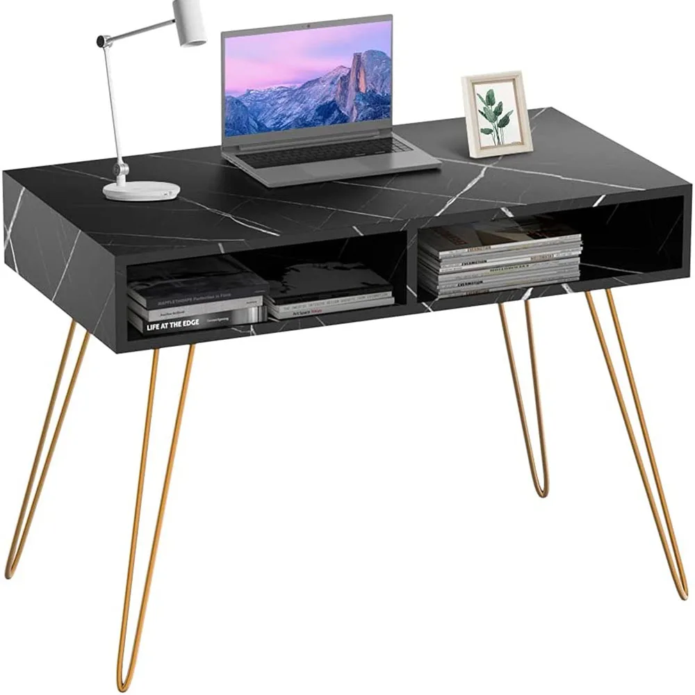 Modern Style Black Marble Open Draw Storage Computer Desk