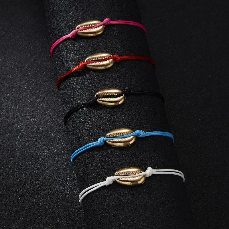 

2019 Femme Bohemia Cowrie shell Bracelet Adjustable 5 colour Rope String Lucky Bangles Minimalist Real Seashell unisex Jewelry