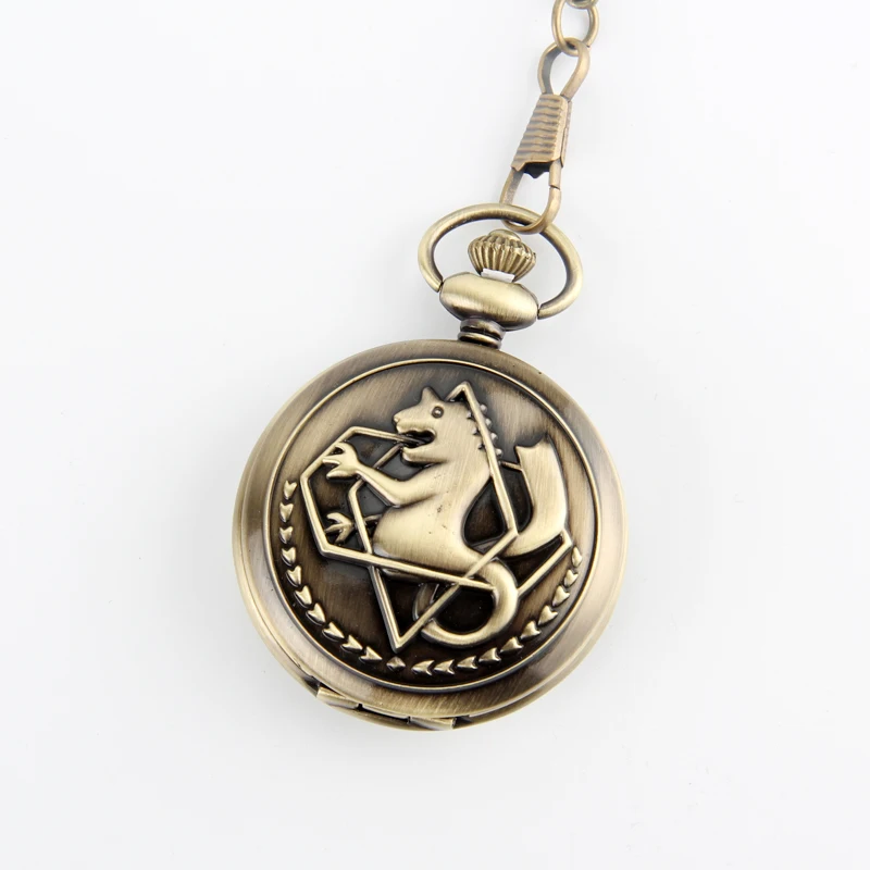 Ретро Серебряные кварцевые карманные часы для мужчин Мода японского аниме стальной кулон Алхимик Fob часы малыш подарок для часов