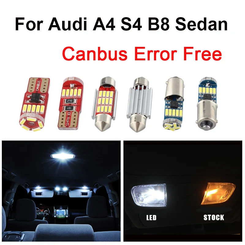 18pcs Canbus Error Free LED Bulbs Interior Map Dome Light Fit For Audi A4 S4 RS4 B8 Quattro Sedan 2009 2015 License Plate lamp|Signal Lamp| - AliExpress
