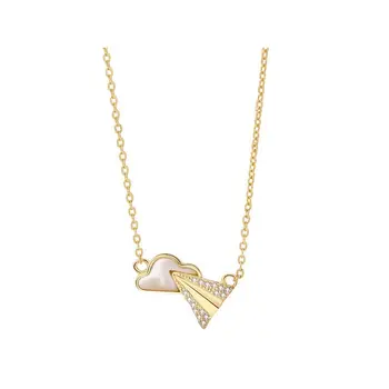 

Paper Airplane Design Necklace Female S925 Silver Forest Literary Style Slightly Inlaid Zircon Cloud Clavicle Chain