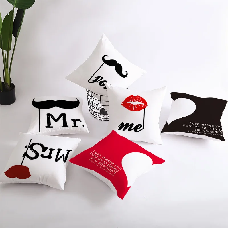 Love Mr Mrs подушка для двоих, наволочки Декор для дома, свадебные украшения, наволочки 45*45 см