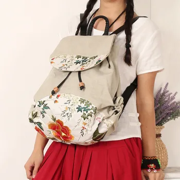 

Yunnan Ethnic Embroidery Bag Fashion Canvas Embroidery Bag Backpack Female Chinese Style Backpack 2020 New Chinese Hand-woven