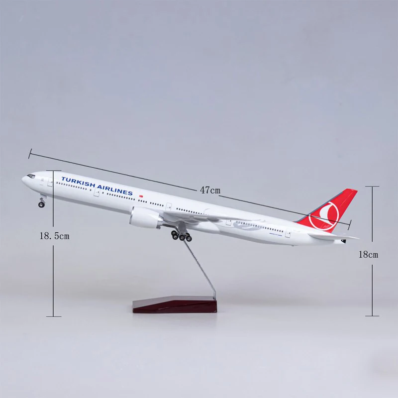 JASON TUTU 47cm Turkish Airlines Boeing 777 Airplane Model Aircraft 1/160 Scale Diecast Resin Light and Wheel Plane Dropshipping